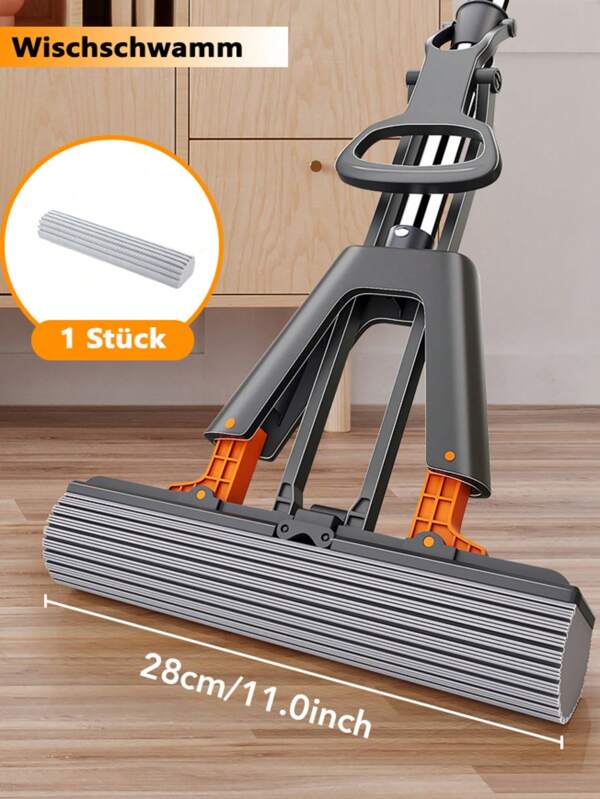 Joybos Schwamm Wischmop Set mit 1 PVA Schwamm Kopfe,Saugfähig Schwamm Mop,Wischmopp mit Auswringfunktion für Reinigung Fliesen,Laminat,Hartholz, Marmorboden, Neue kreative saugfähige Schwamm Mop für Wohnzimmer, Außenbereich, Küche, Badezimmer, Reinigung