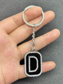 1PC Heren Zwarte Olie Druipende Metalen Legering Letter Sleutelhanger Is Geschikt Als Een Geschenk Hanger Voor Vrienden En Familie