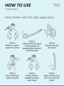 1pc Pink/Green Long-Handled Bath Brush, Multi-Purpose Scrub Brush For Back Exfoliating And Shower Cleaning Bathroom Decor Fall Decor Back To School - Multicolor - View 10