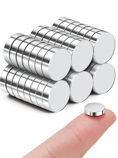 45 Pcs Refrigerator Magnets, 10x3mm Small Round Fridge Magnets, Multi-Use Premium Neodymium Office Magnets For Fridge, Whiteboard, Billboard In Home, Kitchen, Office And School (Silver)