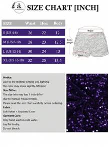 Women's Sparkly Sequin Shorts Elastic Waist Glitter Straight Leg Party Shorts With Pockets - Màu tím - Xem 7