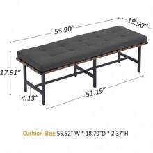 MINPINSER - Banco de zapatos para entrada, banco de extremo de cama, banco para recámara, banco de piel moderno para sala de estar, asiento de banco de entrada, banco acolchado con estante de metal