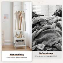 Metal Corner Coat Racks, Freestanding Garment Rack With Storage Shelf, Clothing Racks Entryway Coat Rack For Hallway, Entryway, Bedroom, Living Room, OfficeHanger Stackers Back To School Travel Essentials Room Decor,Home Decor,Bedroom Decor Storage Organization And Storage Puppy Keep Dress Shorts Phone Case Bikini Summer Dresses For Women Skirt Summer Dress Dresses Nails Jeans Tops White Dress Dresses For Women - White - View 4