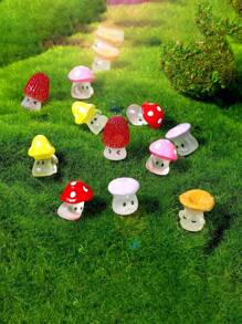 10/20/30pcs Mini Resin Cartoon Style Wild Mushroom Figurine For Creative Micro-Landscape Decor, Moss & Greenery Accent Diy Outdoor Garden Decor, Solid - Multicolor - View 7