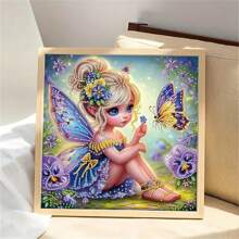 Kit de pintura de diamantes con forma especial de Mariposa hada con cristales de diamantes de imitación, decoración de arte de pared de lienzo DIY, sin marco, patrón, cristales de imitación