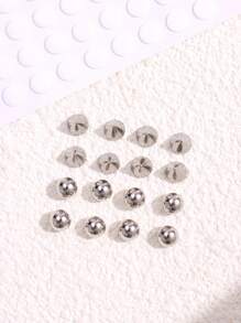 1set 16pcs Stainless Steel Geometric Ball Fake Piercing Stud Set Fake Nose Ring Stud Sticker Pack Fake Eyebrow Lip Piercing Non Piercied Body Jewelry - Flat - View 4
