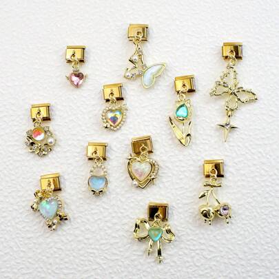 1 PC Fashion Unique Customized Dream Cherry Butterfly Love Flower Gold Module Pendant Bracelet Module