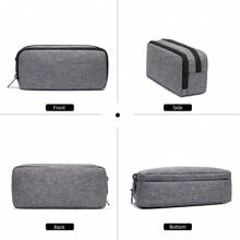 1pc Large Capacity Pencil Case, Simple Solid Color Multi-Function Dual Layer Stationery Box, Student Essential