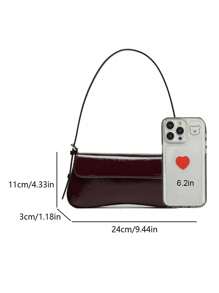Tas Bahu Gaya Retro Klasik, Tas Baguette Minimalis Modis Warna Polos dengan Penutup, Tas Lengan Elegan dan Berkelas, Cocok untuk Kerja, Bepergian, Jalan-jalan Sehari-hari, Belanja, Kencan, dan Perjalanan. - Coffee Brown - View 3