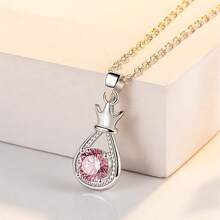 Crown Inspired Niche Women's Elegant Collarbone Necklace With Imitation Moissanite Pendant - Multicolor - View 2