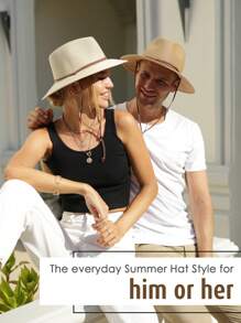 Man Summer Straw Sun Hats Wide Brim Panama Fedora Beach Hat With Wind Lanyard