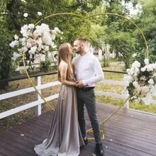 Arco a forma di cuore dorato da 2 metri, struttura metallica ad arco per palloncini da matrimonio con base, per decorazioni di matrimonio e feste di compleanno