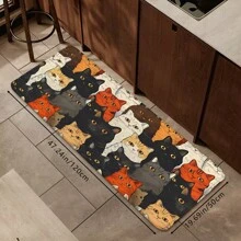 1pc Creative Cartoon Multicolor Cat Print Floor Mat, Soft Non-Slip Absorbent Machine Washable Rectangle Low Pile Rug, Suitable For Living Room, Bedroom, Kitchen, Laundry Room - Multicolor - View 2