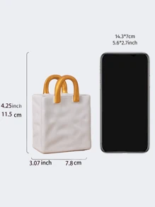 1pc Rinkle Paper Bag Vase, Square Wide-Mouth Pleated Vase, Unique White Matte Vase, Simple Bohemian Style Vase, Flower Arrangement, Table Decoration, Home Office Bookshelf Decoration, Suitable For Home Decoration, Bedroom Decoration, Office And Students, The Best Christmas Gifts,