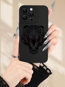 Funda de teléfono con diseño de manzana y tigre compatible con iPhone 11, iPhone 13, iPhone 14 Pro Max - Negro - Ver 1