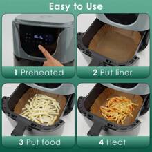 Folhas de papel vegetal para fritadeira de ar, resistente ao calor, absorvente de óleo, papel para assar redondo e quadrado para uso doméstico