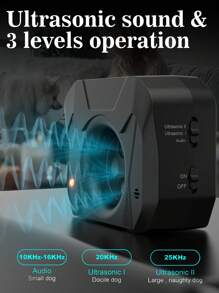 جهاز منع النباح الأوتوماتيكي بالموجات فوق الصوتية الجديد، مدرب الكلاب، مانع النباح، تدريب، صوت فوق صوتي وتشغيل ب- 3 مستويات، متين ومقاوم للماء بمعيار IP45، يمكن تعليقه على الأشجار أو في أي مكان بالمنزل أو خارجه