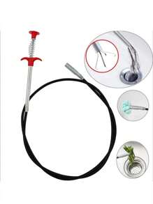 1pc Stainless Steel Sewer Dredging Tool, Modern Drain Cleaner For Home Bathroom Decor Summer - Dredge - View 7