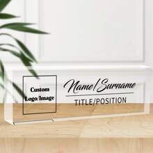 [Placa de empresa personalizada y duradera] Placa de escritorio personalizada de acrílico con logo, letrero de decoración de oficina personalizado para jefe o empresa, bloque de vidrio de acrílico transparente personalizado, regalos de oficina para compañeros de trabajo, jefe, maestro/regalos de aprecio a empleados para escritorio de oficina