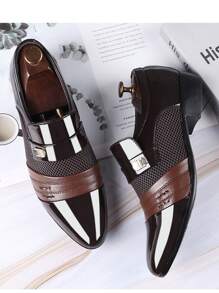 男士优雅黑色皮鞋 - 正装鞋，带穿孔细节和金属扣，适合商务、婚礼和特殊场合，适合青少年夏季休闲或户外运动或度假旅行或毕业礼物或生日礼服配饰 - 黑色 - 查看 5