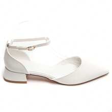 Fashionable Versatile Minimalist Pointed Toe Low Heel Sandals - White - View 2