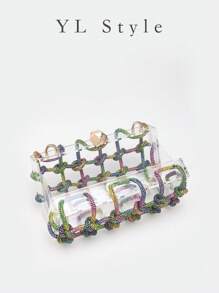 Luxury Shoulder Bag Women's Evening Clutches Box Bag Bridal Wedding Purse Party Prom Glitter Bling Rhinestone Boston Handbag - Multicolor - View 5