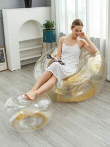 1pc Inflatable Sequin Sofa, Inflatable Camping Chair, Inflatable Slouchy Sofa, Inflatable Chair, Foldable Portable Inflatable Chair, Suitable For Living Room, Bedroom, Reading Room, Bedroom, Balcony, Outdoor Camping, Easy To Store And Carry, Leisure And Entertainment, Dormitory, Backrest Chair - Multicolor - View 8