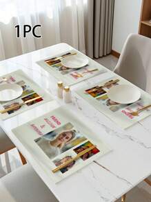 1pc Customized Photo Placemats, Personalized Name Printed Heat Resistant Kitchen Mats For Dining Table, Home Party Decoration