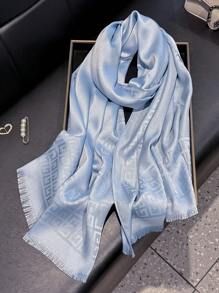 1pc Women Simple Geometric Print Shiny Scarf, Elegant Shawl/Hijab/Head Wrap For All Season Sun Protection
