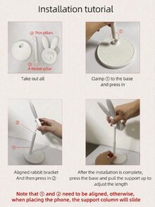 1 个桌面可调节折叠兔子形平板电脑支架，情人节手机支架，情人节婚礼， - 彩色 - 查看 4