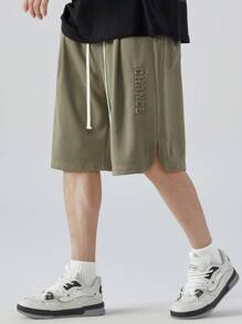 3pcs/Pack Plus Size Stamped Straight Leg Casual Loose Sports Shorts - Multicolor - View 3