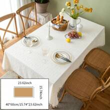 1pc Square Tassel Tablecloth, Delicate Rustic Daisy Pattern Dust-Proof Tablecloth With Tassels, Suitable For Picnics, Parties, Room, Kitchen, Home Decor