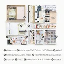 155pcs Stationery Gift Set For Notebook, Diary Materials Including Stickers, Washi Tape, Creative Retro Style Accessories,Back To School,School Supplies