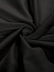 Plus Size Women's Round Neck Drop Shoulder Short Sleeve Casual Graphic Print T-Shirt - Black - View 5