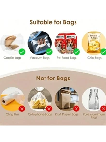 便携式迷你食品袋热封机，真空食品封口机，塑料袋热封零食封口机，聚乙烯管塑料袋套装工具 - 热封塑料袋，保鲜 - 易于使用的包装厨房配件（不含电池） - 彩色 - 查看 3