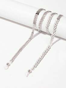 1 pieza Cadena de gafas de metal con forma de hoja, sencilla y personalizada para mujeres, cadena versátil de silicona antideslizante para gafas, decoración para gafas de sol, correa antióxido de gafas, cordón para gafas de sol antideslizante para niñas y mujeres