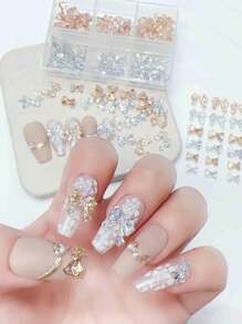 6 种款式 DIY 美甲金银闪光蝴蝶结，10 件/款 - 彩色 - 查看 6