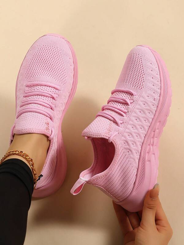 Zapatillas rosas para mujer, zapatos casuales cómodos y transpirables, suela blanda antideslizante para correr