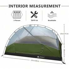 Forceatt Carpa 2 y 3 Personas es Impermeable y Resistente al Viento, Tienda de campaña para 3 a 4 Estaciones, Poste de Aluminio Ligero Que se Puede Instalar rápidamente, Ideal para Senderismo - 3-Persona-Verde Oscuro - Ver 3