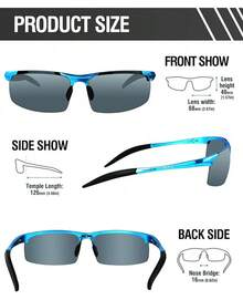 DUCO Mens Sports Polarized  UV Protection  For Men 8177s - Blue Frame Gray Lens - View 3