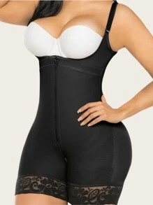1Pc Women Colombian Shapewear,Shapewear Bodysuit, Zipper Closure, Bust-Open, Tummy Control, Butt Lifting ,High Compression Full Body Shaper Underwear,Suitable For Daily Wear And Various Occasions - Black - View 4