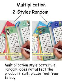 Children's Math Game Cards, Math Addition Subtraction Multiplication Division Flash Cards, Multiplication And Division Learning Toys, Suitable For Kids (Random Styles) (Pen And Ring Colors Random), Educational Math Writing Toys For Children