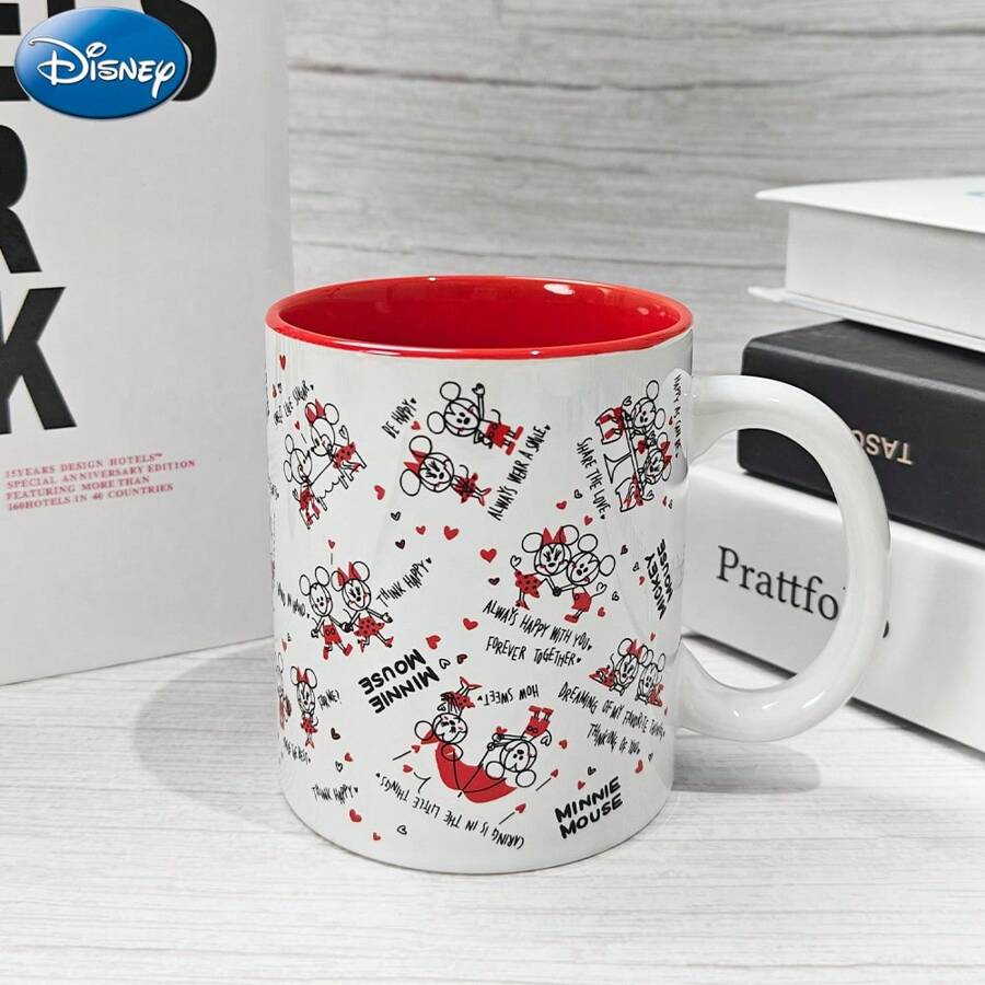 1PC Mickey Mouse Ceramic Mug Disney Officially Licensed 400ml Classic Minnie Donald Daisy Pluto Character Design Perfect for Breakfast Coffee Water Cup Home Office Kitchen Christmas Festival Birthday Gift - Red MN-84342 - 查看 1