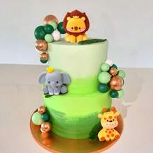 LaVenty Jungle Gender Reveal Cake Decoration Jungle Animals Cake Decoration Wild One Cake Decoration Two Wild Cake Topper Giraffe Monkey Cake Topper - Multicolor - View 9