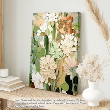 1 szt. Nowoczesny Boho Współczesny Abstrakcyjny Kwiatowy Płótno Ścienne Sztuka, Kwiatowy Obraz Olejny, Zielony Botaniczny Dekor Ścienny Do Salonu, Z Ramą Lub Bez, Wystrój Apartamentu W Akademiku, Prezenty Do Dekoracji Ścian W Hotelu, Domu, Salonie, Sypialni, Łazience I Biurze