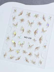 5pcs/Set One Bag Rnadom Color Gradient Color Butterfly Design French Nail Art Stickers Decal Self-Adhesive Ail Tips Guides For Diy Decoration Stencil Tools - Multicolor - View 6