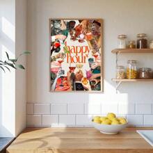 1 tấm tranh treo tường nghệ thuật Cin Cin Cocktail Happy Hour không khung/có khung in Canvas Maximalist Disco Ball Bar Cart Art Retro Party Painting cho ký túc xá, căn hộ, phòng khách, phòng ngủ, trang trí nhà hiện đại - Nhiều màu - Xem 2