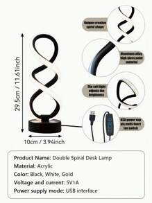LED创意螺旋形装饰小夜灯现代简约北欧风格台灯高显色低功耗柔和无眩光灯光护眼阅读卧室浪漫氛围灯 - 彩色 - 查看 11