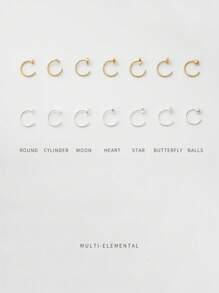 1件 925纯银小圆鼻环/鼻钉/金鼻环/银鼻环/鼻圈/耳软骨环/耳夹/耳骨环/小耳环 - 圓形鼻釘 - 查看 3