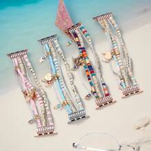 波西米亚风树脂串珠手链表带适用于 Apple Watch Ultra 2/Series 10/9/8/7/SE/6/5/4/3/2 - 可调节轻质波西米亚风格表带适用于 49/45/44/42/41/40/38 毫米女士时尚配饰 - 38-40-41-42毫米(S10) - 查看 1